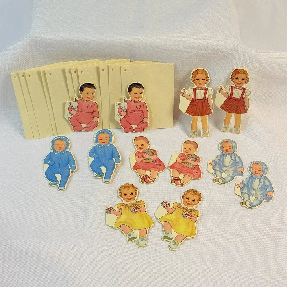 12 Vintage 1980's Merrimack Die Cut Victorian Style Gift Tags Child Doll Cottage